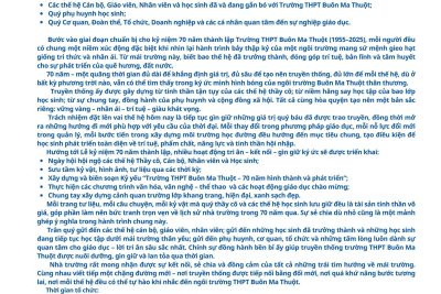 Thư ngỏ hướng tới Lễ kỉ niệm 70 năm ngày thành lập Trường THPT Buôn Ma Thuột