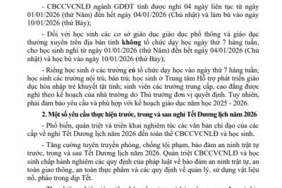 Kế hoạch tuần 16 B, năm học 2025-2026